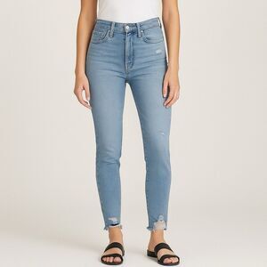 Agolde Sophie Light Wash Destroyed Distressed Frayed Holes Skinny‎ Crop Jeans 29